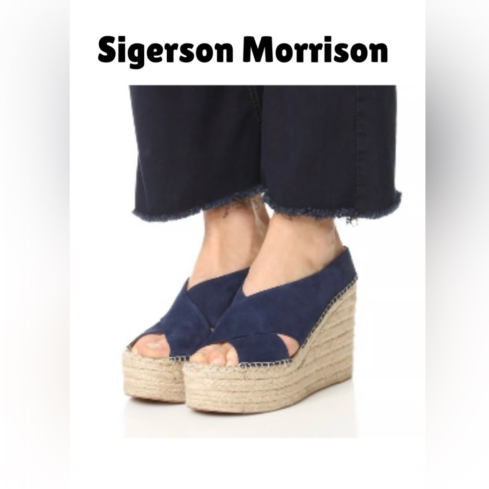 💙💙Sigerson‎ Morrison Aitfa Dark Blue Suede Espadrille Wedges💙💙